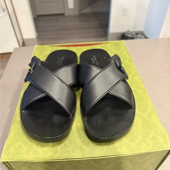 Gucci Black Leather Criss-Cross Sandals Leather mules Gucci Black size 40 EU in Leather - 43302973 main image 4